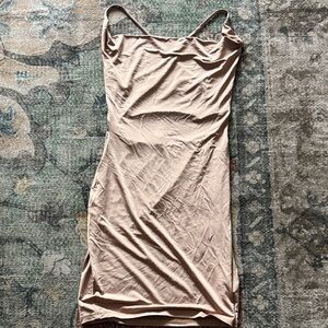 Elegant Backless Tan Dress